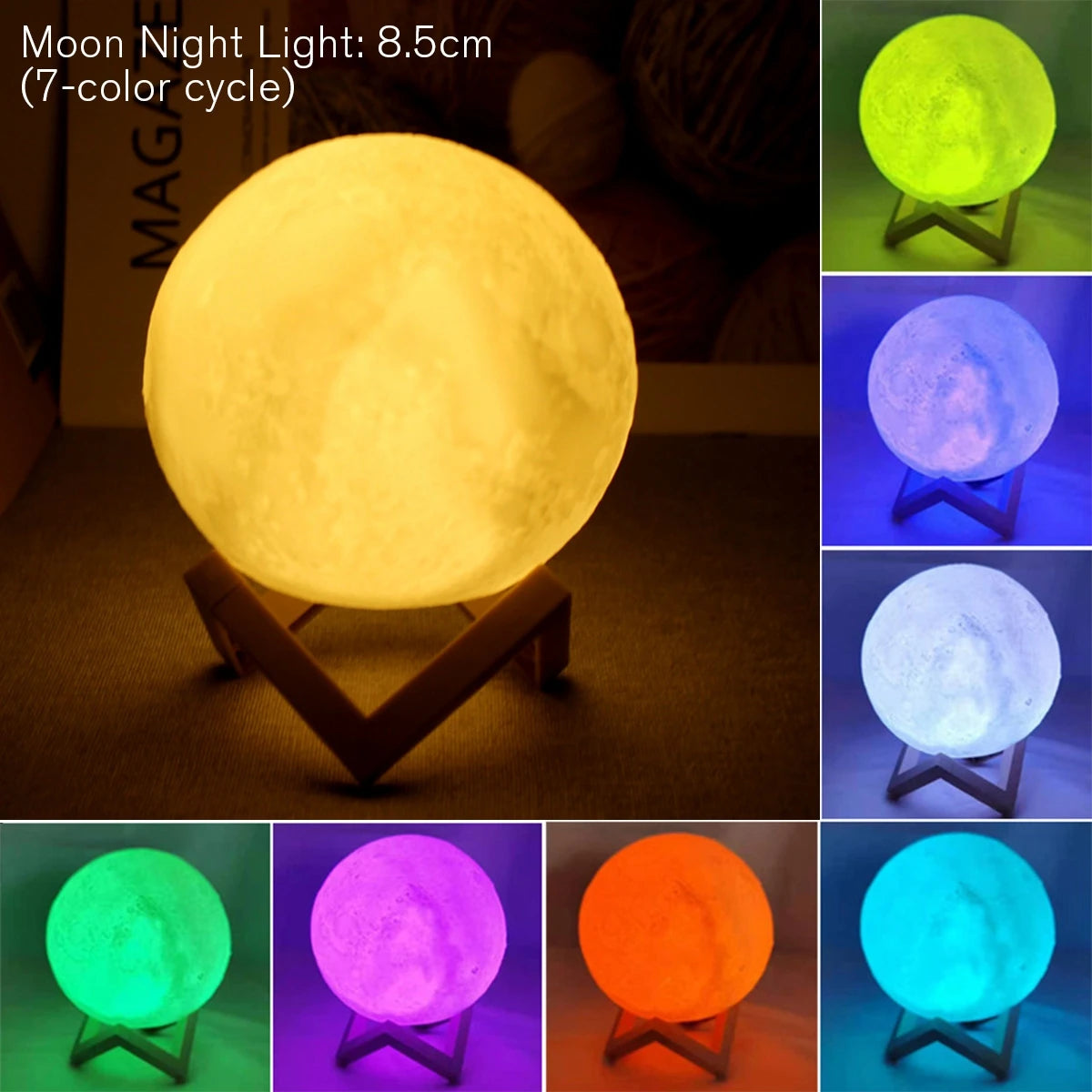 Battery Powered 8cm Moon Lamp LED Night Light - Smarsty