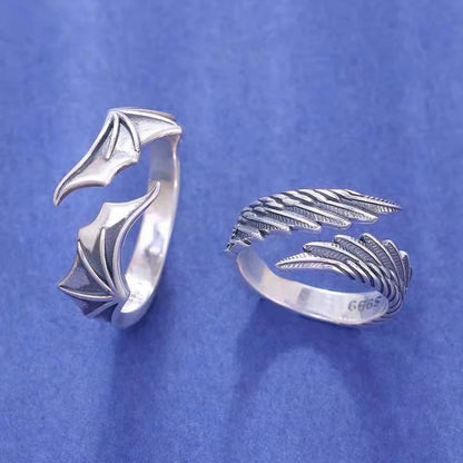 Punk Angel Demon Wing Couples Rings Set - Smarsty