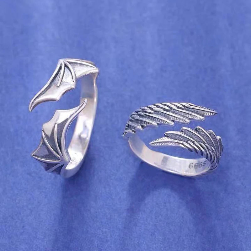 Punk Angel Demon Wing Couples Rings Set - Smarsty