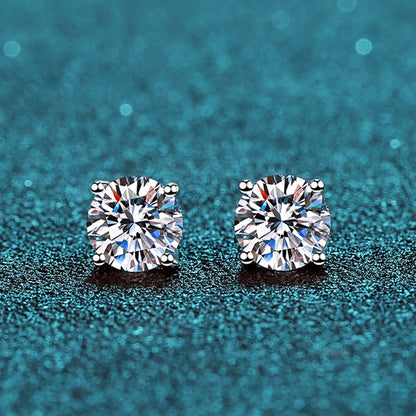 Moissanite Earrings 2ct Sterling Silver Brilliant Studs - Smarsty