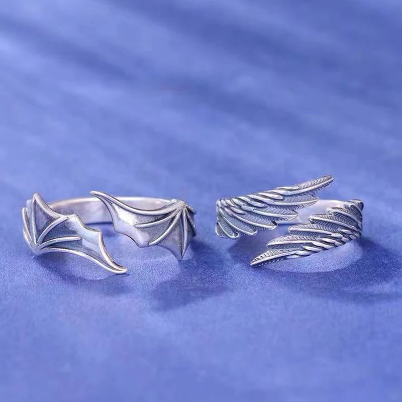 Punk Angel Demon Wing Couples Rings Set - Smarsty