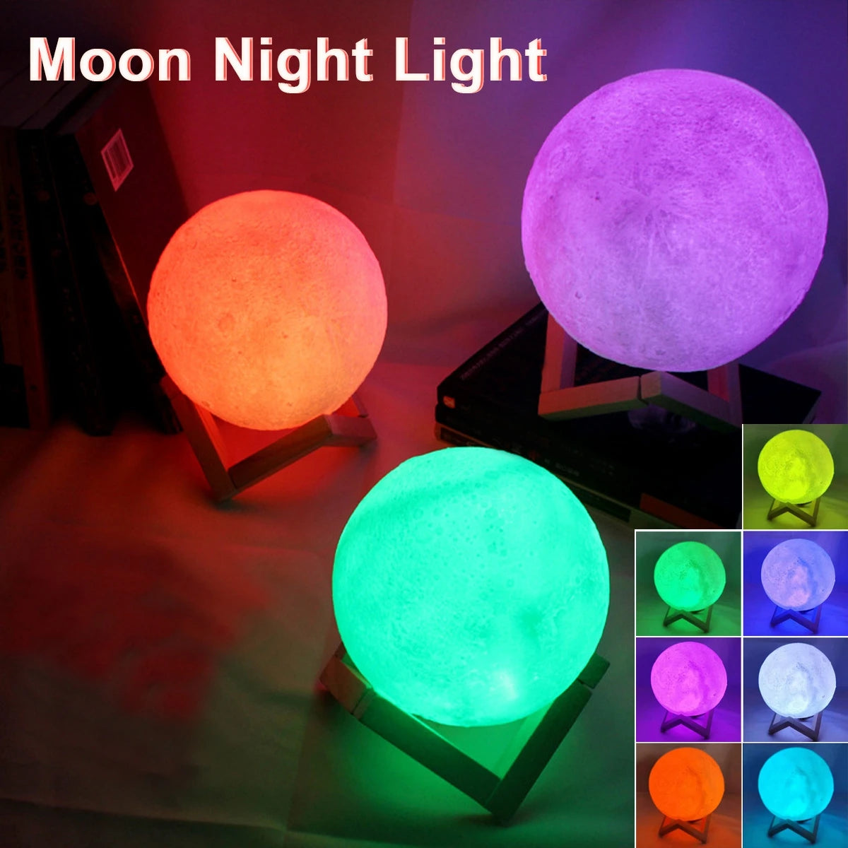 Battery Powered 8cm Moon Lamp LED Night Light - Smarsty