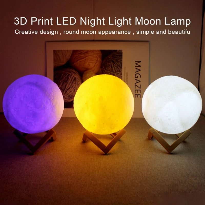 Battery Powered 8cm Moon Lamp LED Night Light - Smarsty