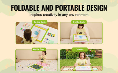 SucceBuy Tabletop Children Magnetic Drawing Board 3-in-1 Double-Sided Kids Art Easel with Painting Accessories for Girls Toy