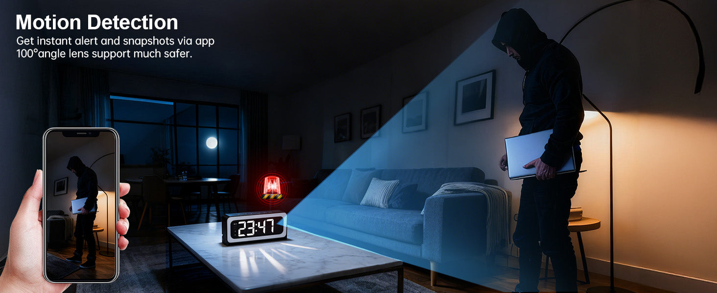 Noahtec 1080P Alarm Clock Mini Camera Wireless Wifi Control IR Night Vision View DVR Camcorder Home Surveillance Monitor Video