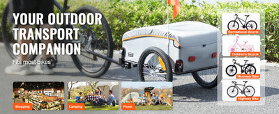 SucceBuy 100lbs Bike Cargo Trailer Foldable Bicycle Wagon Cart with Waterproof Cover & Safe Reflectors Fits 22"-28" Bike Wheel