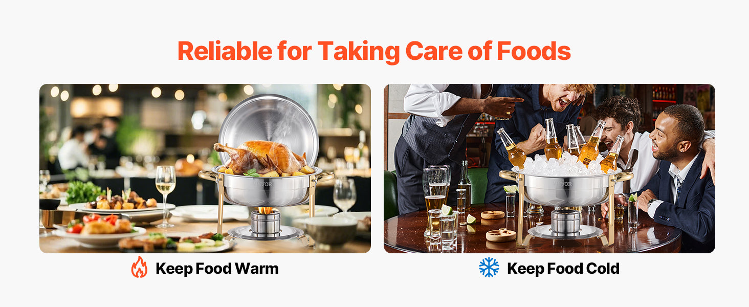 SucceBuy 4 Pack Chafing Dish Buffet Set Stainless Steel Chafer w/4 Full Size Pan Round Catering Warmer Server for Party Banquets