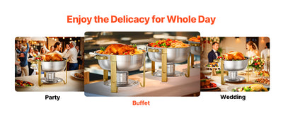 SucceBuy 4 Pack Chafing Dish Buffet Set Stainless Steel Chafer w/4 Full Size Pan Round Catering Warmer Server for Party Banquets - Smarsty