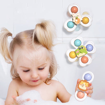 3 in 1 Suction Cups Spinning Top Toy For Baby Game Infant Teether Relief Stress Educational Rotating Rattle Bath Toys For Kids - Smarsty