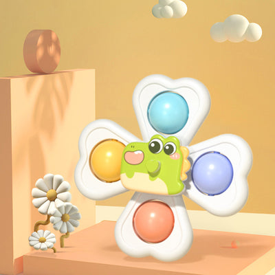 3 in 1 Suction Cups Spinning Top Toy For Baby Game Infant Teether Relief Stress Educational Rotating Rattle Bath Toys For Kids - Smarsty
