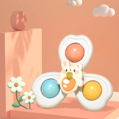 3 in 1 Suction Cups Spinning Top Toy For Baby Game Infant Teether Relief Stress Educational Rotating Rattle Bath Toys For Kids - Smarsty