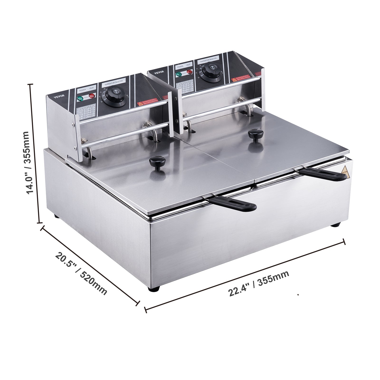 SucceBuy 12L Electric Deep Fryer w/Dual Removable Tanks Commercial Countertop  Fryer for Chicken French Fries Frying Chips