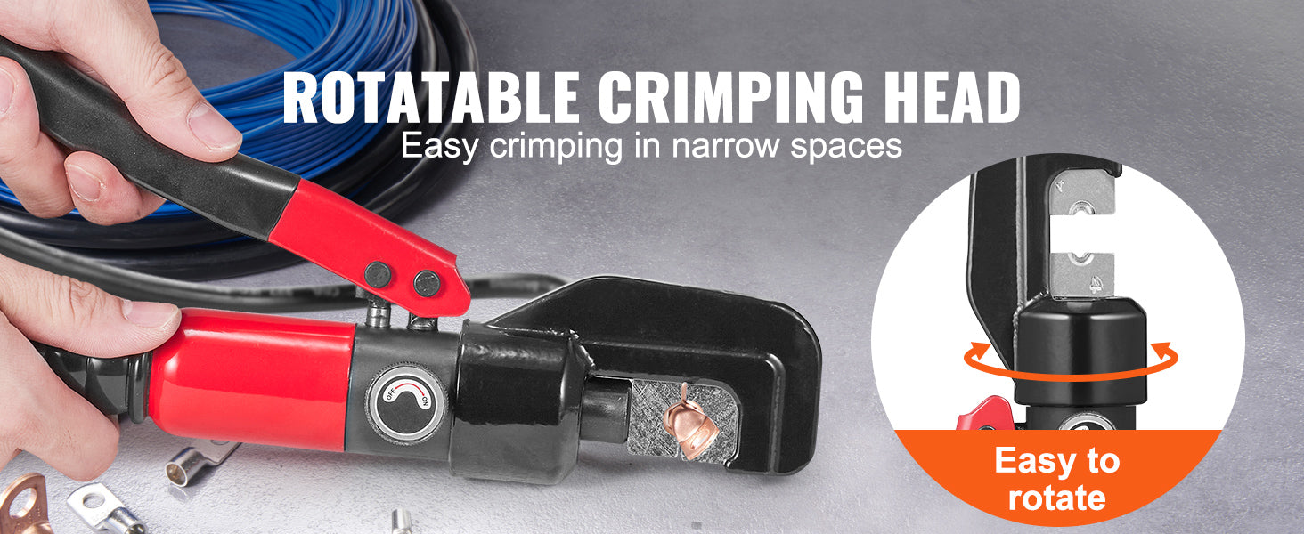 SucceBuy AWG12-2/0 Crimping Tool Copper And Aluminum Terminal Battery Lug Hydraulic Crimper,with a Cutting Pliers, Gloves
