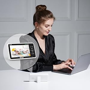 New 5 Inch Video Baby Monitor with Camera and Audio, 4X Zoom, 22Hrs Battery, 1000ft Range 2-Way  Temperature Sensor Lullaby