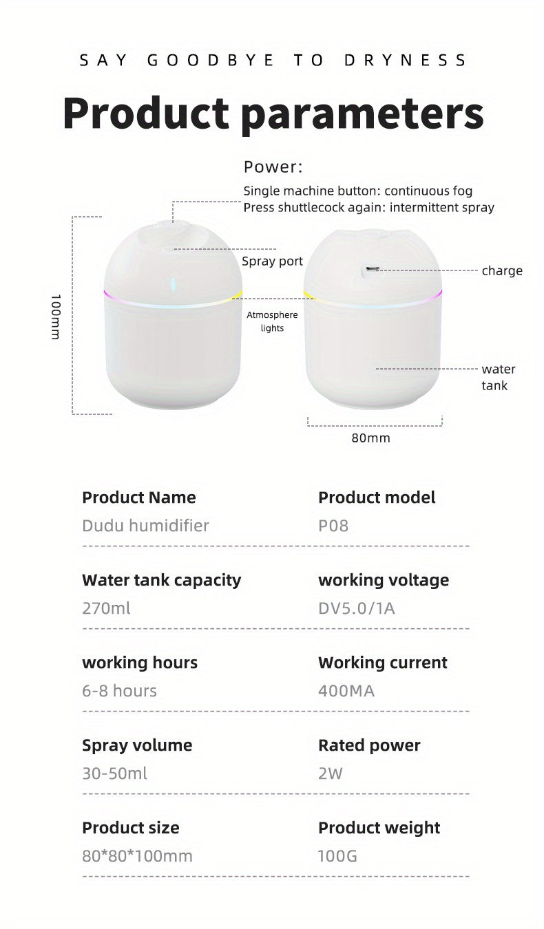 270ML Cool Mist Aroma Diffuser with LED Light - Smarsty