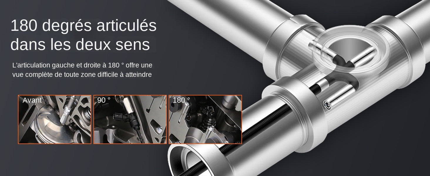 SucceBuy Articulating Borescope Camera with Light Two-way Articulated Endoscope Inspection with 6.4mm Tiny Lens 5" 1080P Screen