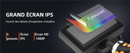 SucceBuy Articulating Borescope Camera with Light Two-way Articulated Endoscope Inspection with 6.4mm Tiny Lens 5" 1080P Screen