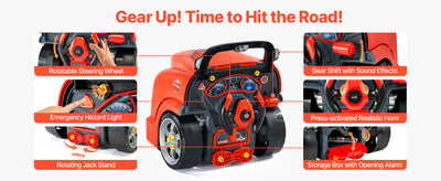 SucceBuy 60 Pcs Kids Mechanic Car Repair Set with Removable Parts & Horn Workshop Set Engine Toy for Toddler Children Gift