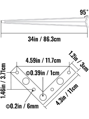 SucceBuy 4Pcs Metal Table Legs 16-40 Inch 3-Rod Hairpin Furniture Legs DIY Home Bench Dining Desk End Coffee Table Feet