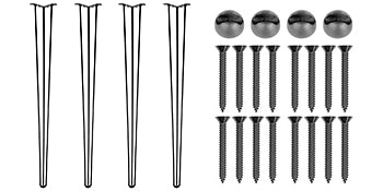 SucceBuy 4Pcs Metal Table Legs 16-40 Inch 3-Rod Hairpin Furniture Legs DIY Home Bench Dining Desk End Coffee Table Feet
