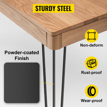SucceBuy 4Pcs Metal Table Legs 16-40 Inch 3-Rod Hairpin Furniture Legs DIY Home Bench Dining Desk End Coffee Table Feet