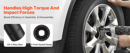 SucceBuy 26/65PCs US Plus Drive Impact Socket Set Deep Standard Socket Set SAE Metric 6 Point CR-V Cr-Mo Alloy Steel Auto Repair