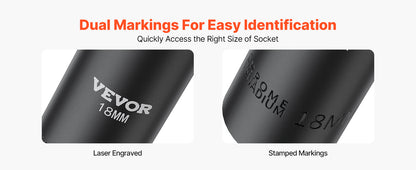 SucceBuy 26/65PCs US Plus Drive Impact Socket Set Deep Standard Socket Set SAE Metric 6 Point CR-V Cr-Mo Alloy Steel Auto Repair