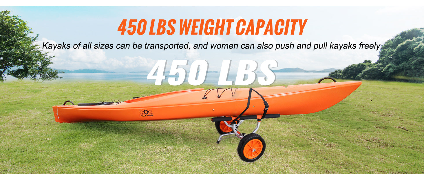 SucceBuy Kayak Cart 450lbs Detachable Canoe Trolley Cart with 12'' Tires Adjustable Width for Paddleboards Float Mats Jon Boats