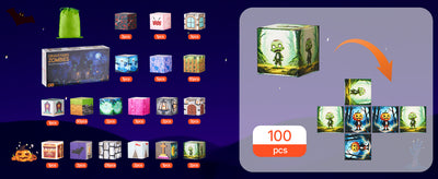 SucceBuy 100PCS Magnetic Blocks Cemetery Zombies Set Magnetic Building Cubes Construction Stacking Toys for Kids Birthday Gift