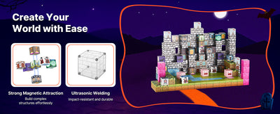SucceBuy 100PCS Magnetic Blocks Cemetery Zombies Set Magnetic Building Cubes Construction Stacking Toys for Kids Birthday Gift