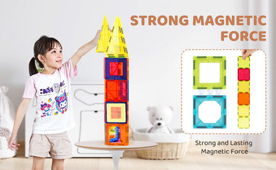 SucceBuy 55pcs Magnetic Building Blocks Construction Set Magnet Tiles Children Montessori Educational Game Toys for Kids Gifts