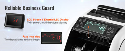 SucceBuy 1000Pcs/Min Money Counter Business Cash Register Euros Bills Fake Banknote Detector by UV & MG Function for Banks Shops