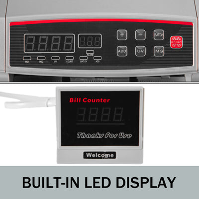 SucceBuy 1000Pcs/Min Money Counter Business Cash Register Euros Bills Fake Banknote Detector by UV & MG Function for Banks Shops