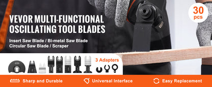 SucceBuy 30PCS Multi Tool Blades Kits Universal Release Oscillating Multi-Function Renovator Saw Blades for Dewalt Craftsman