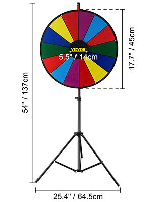 SucceBuy 18 Inch Tabletop Color Prize Wheel w/ Folding Tripod Floor Stand 14 Slots Dry Erase for Win Fortune Spinning Stand Game - Smarsty
