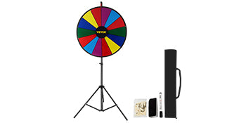 SucceBuy 18 Inch Tabletop Color Prize Wheel w/ Folding Tripod Floor Stand 14 Slots Dry Erase for Win Fortune Spinning Stand Game - Smarsty