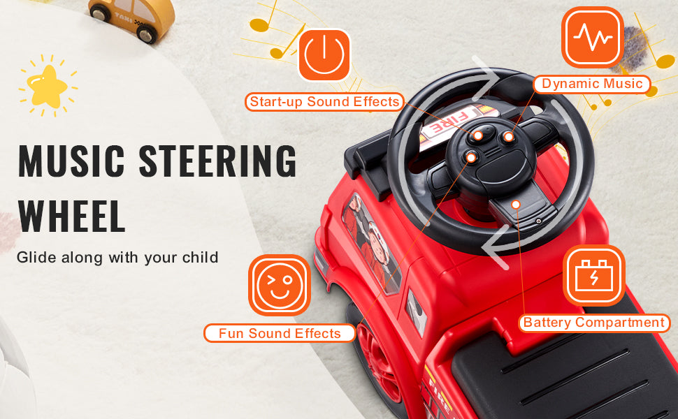 SucceBuy Ride On Push Car Kids Ride On Car with Music Steering Wheel & Under Seat Storage for Toddlers Ages 3-12 Ride Racer - Smarsty