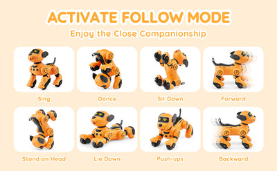 SucceBuy Remote Control Robot Dog Toy Dog Programmable Smart Interactive Robotic Pet for Kids Singing Dancing RC Stunt Toy