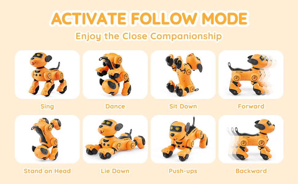 SucceBuy Remote Control Robot Dog Toy Dog Programmable Smart Interactive Robotic Pet for Kids Singing Dancing RC Stunt Toy