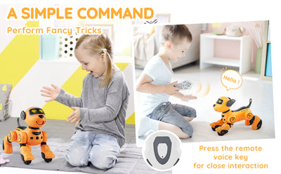 SucceBuy Remote Control Robot Dog Toy Dog Programmable Smart Interactive Robotic Pet for Kids Singing Dancing RC Stunt Toy