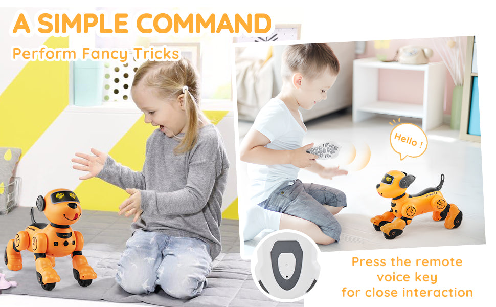 SucceBuy Remote Control Robot Dog Toy Dog Programmable Smart Interactive Robotic Pet for Kids Singing Dancing RC Stunt Toy