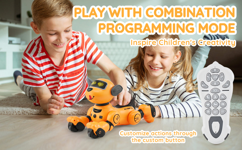 SucceBuy Remote Control Robot Dog Toy Dog Programmable Smart Interactive Robotic Pet for Kids Singing Dancing RC Stunt Toy