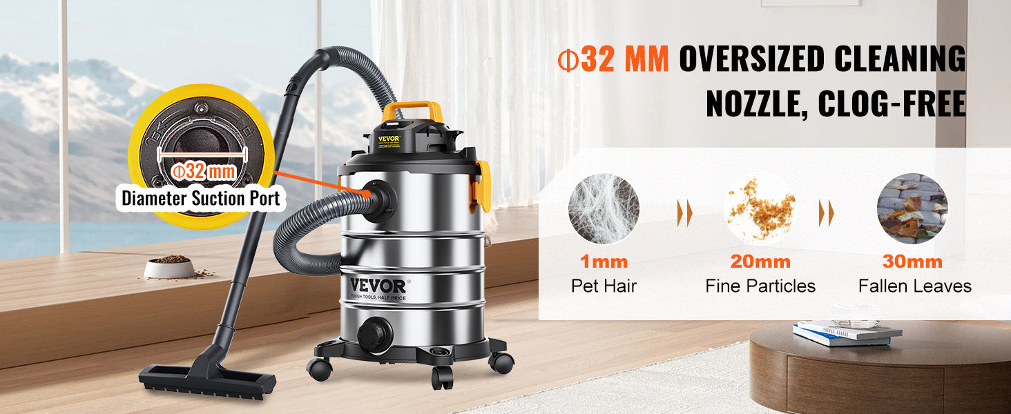 SucceBuy Stainless Steel Wet Dry Shop Vacuum Wet  Dry Vac Powerful Suction  Small Shop Vac Perfect for Carpet Debris  Pet  Hair - Smarsty