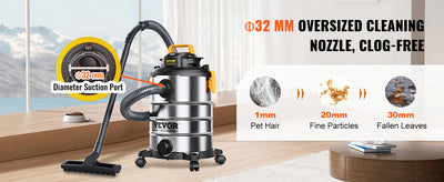 SucceBuy Stainless Steel Wet Dry Shop Vacuum Wet  Dry Vac Powerful Suction  Small Shop Vac Perfect for Carpet Debris  Pet  Hair - Smarsty