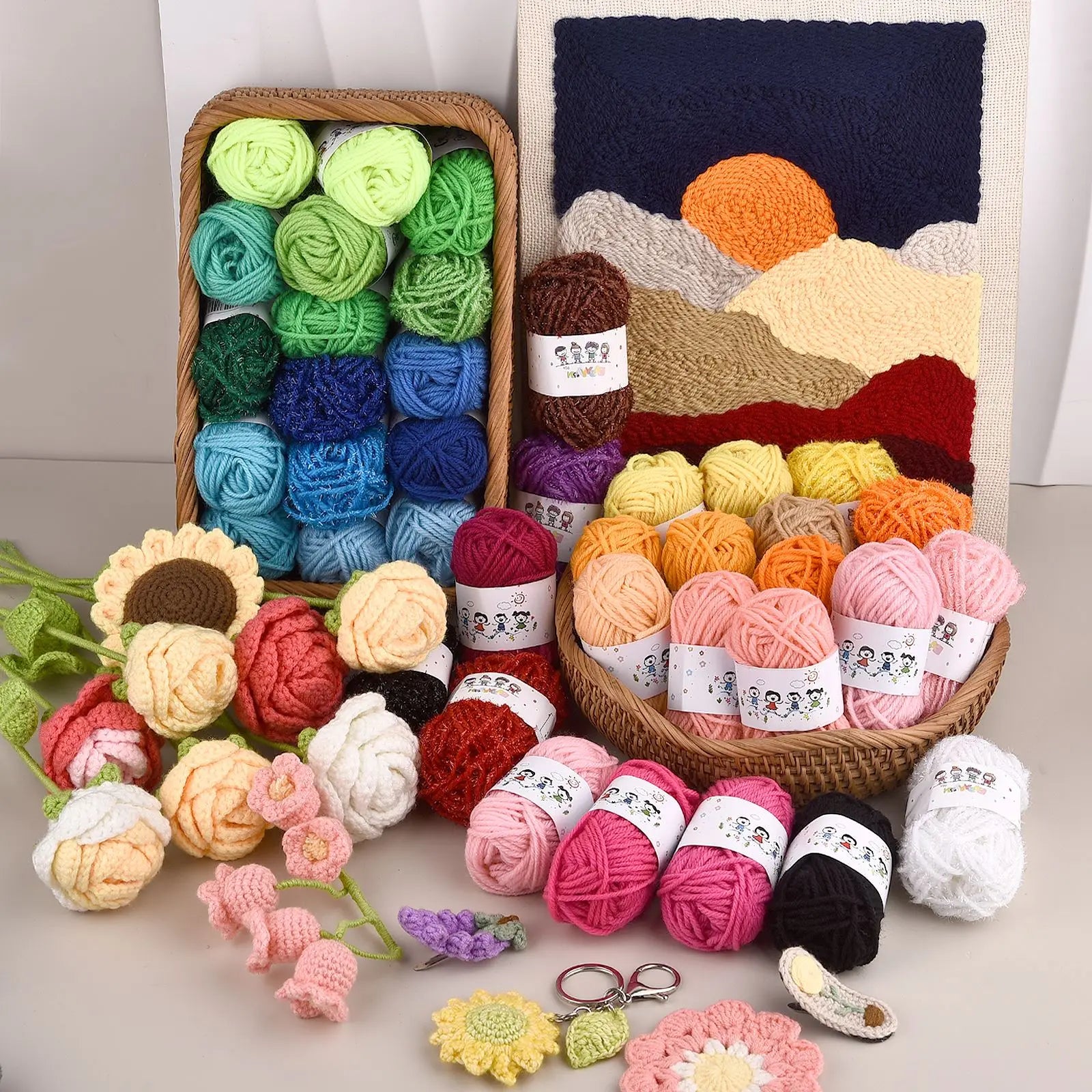Colorful 12 Color Set Acrylic Yarn for Kids Knitting - Smarsty