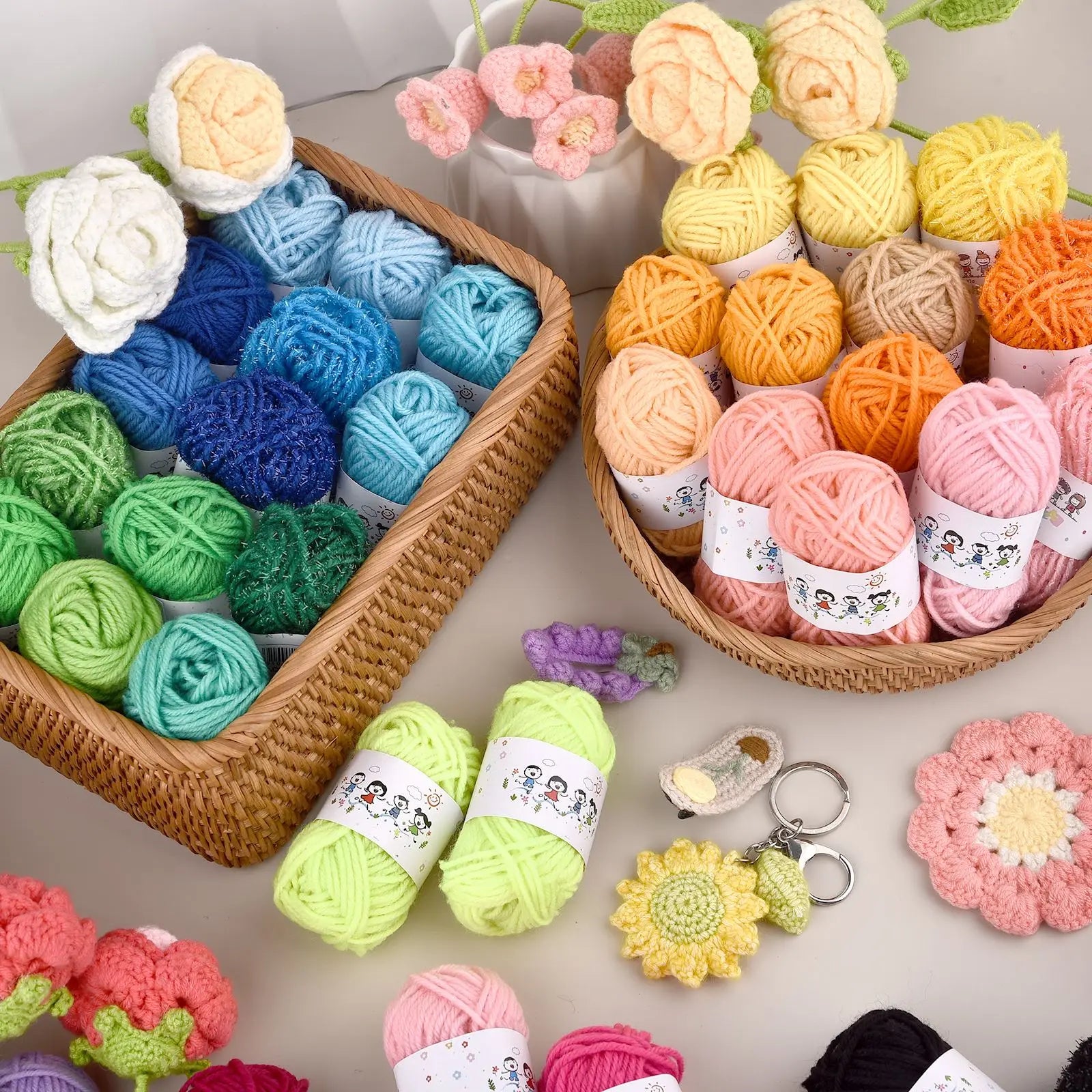 Colorful 12 Color Set Acrylic Yarn for Kids Knitting - Smarsty
