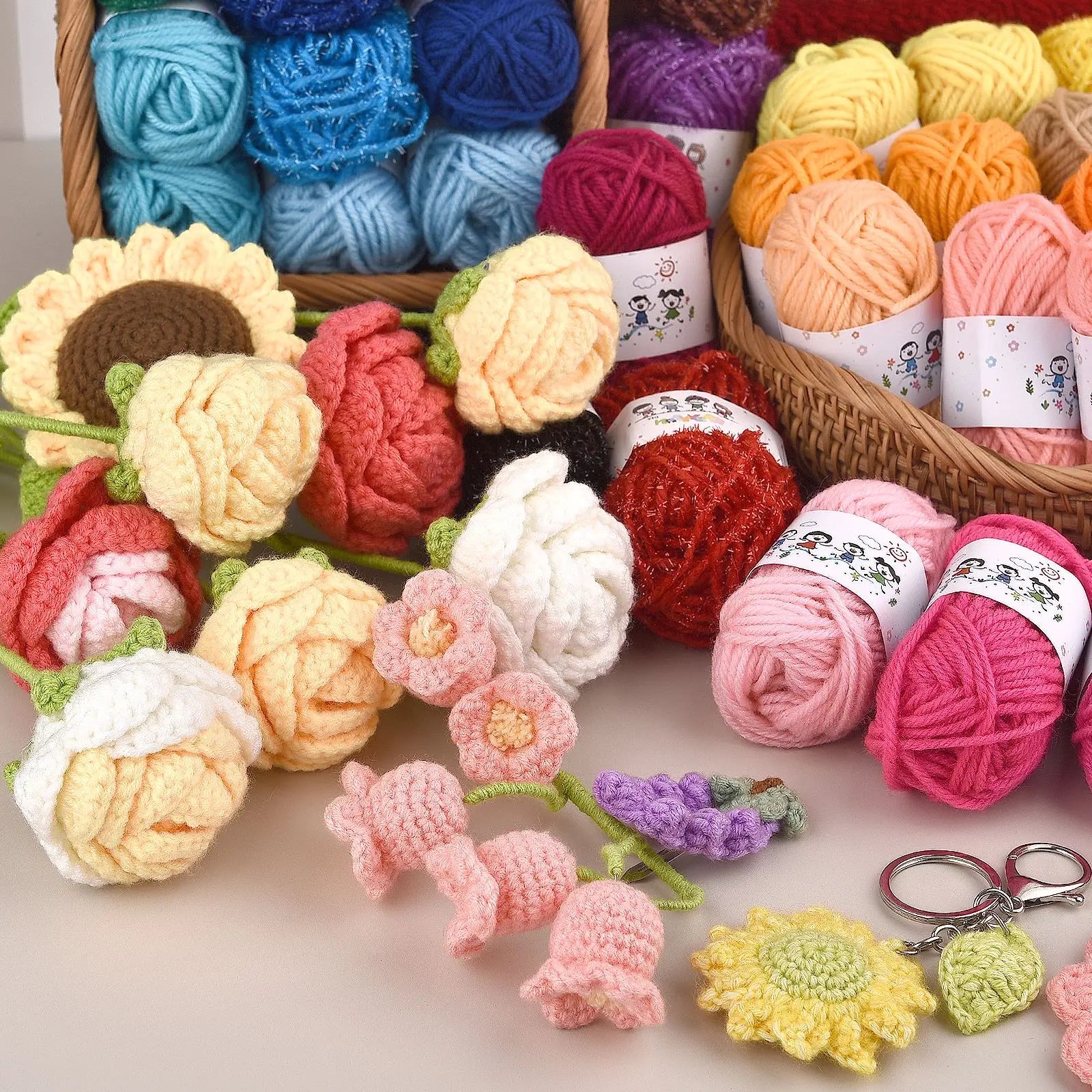 Colorful 12 Color Set Acrylic Yarn for Kids Knitting - Smarsty