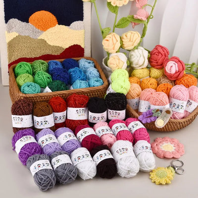 Colorful 12 Color Set Acrylic Yarn for Kids Knitting - Smarsty