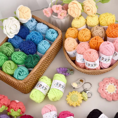 Colorful 12 Color Set Acrylic Yarn for Kids Knitting - Smarsty