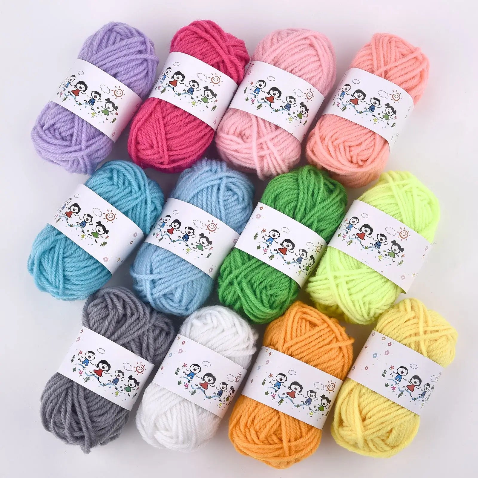 Colorful 12 Color Set Acrylic Yarn for Kids Knitting - Smarsty